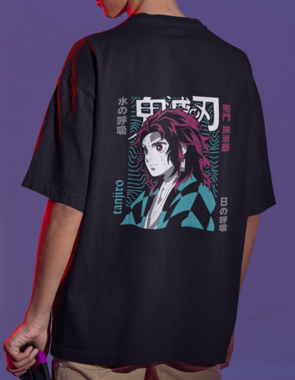 Tanjiro Demon Slayer Black Oversized T-shirt