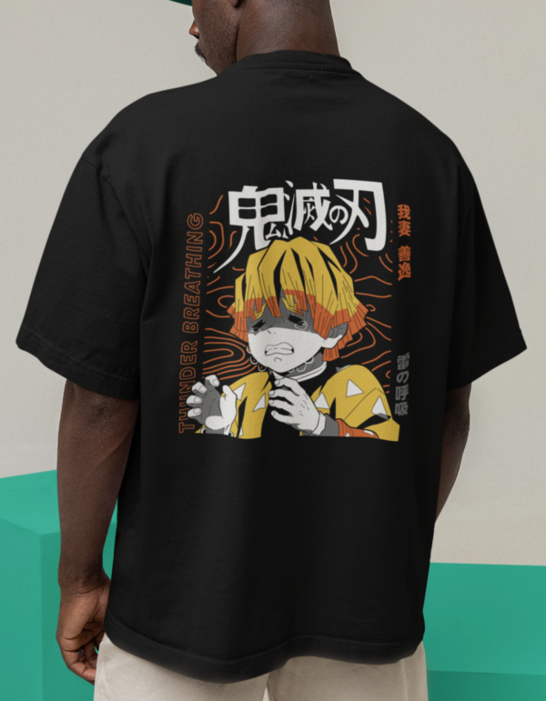 Zenitsu Demon Slayer Black Oversized T-shirt