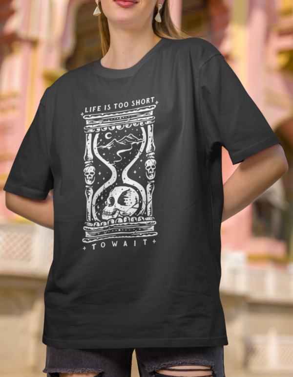 Life is too Short Black Oversized T-shirt for women