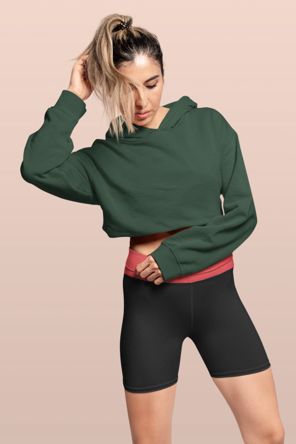 Plain Crop Hoodie for Women - Image 4