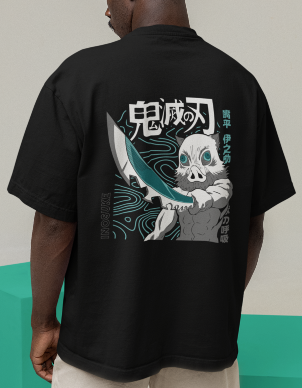 Inosuke Demon Slayer Black Oversized T-shirt