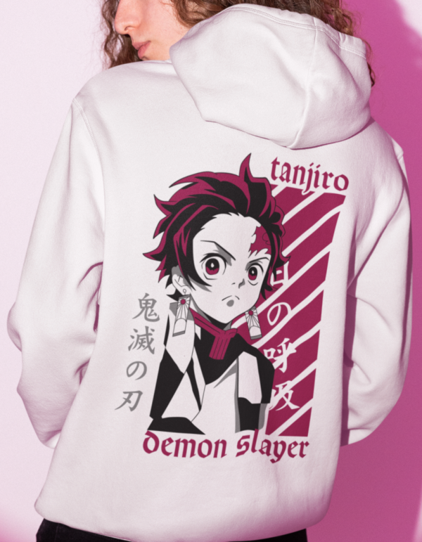 Tanjiro Demon Slayer White Hoodie