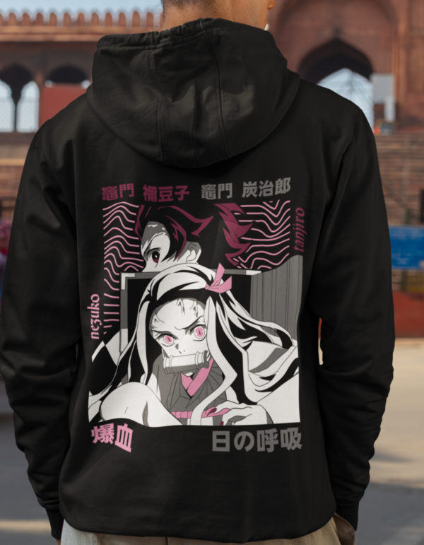 Tanjiro Nezuko Demon Slayer Black Hoodie