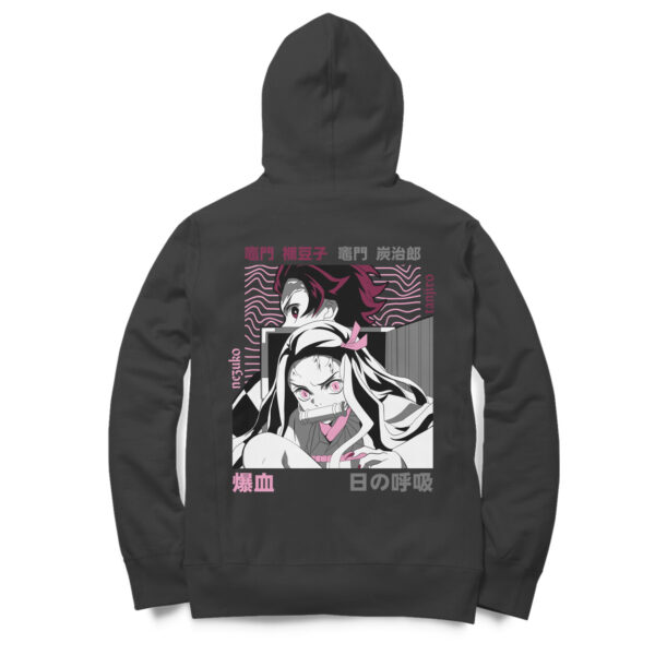 Tanjiro Nezuko Demon Slayer Black Hoodie - Image 3